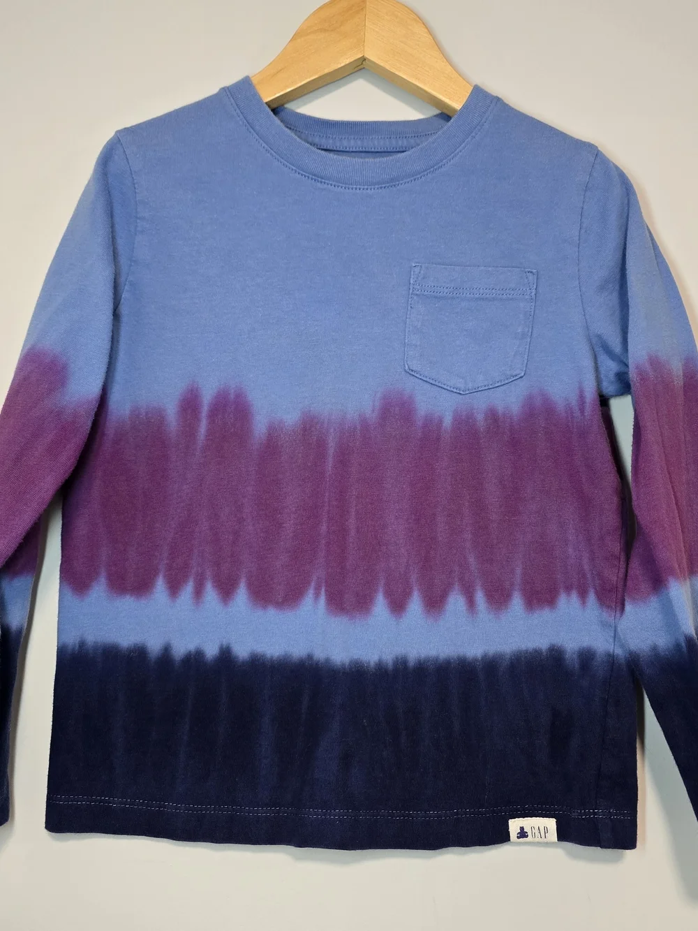 GAP Kids Long-Sleeve Tie-Dye Pocket Tee - Blue & Purple